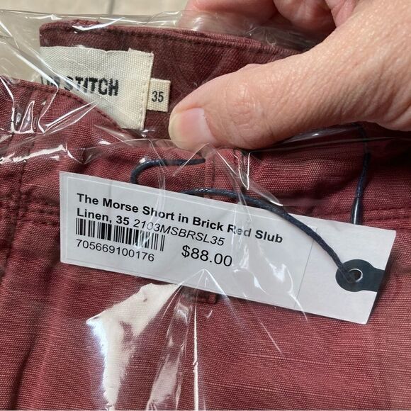 Taylor Stitch The Morse Short in Brick Red Slub Linen Blend Shorts Variety - Picture 11 of 14